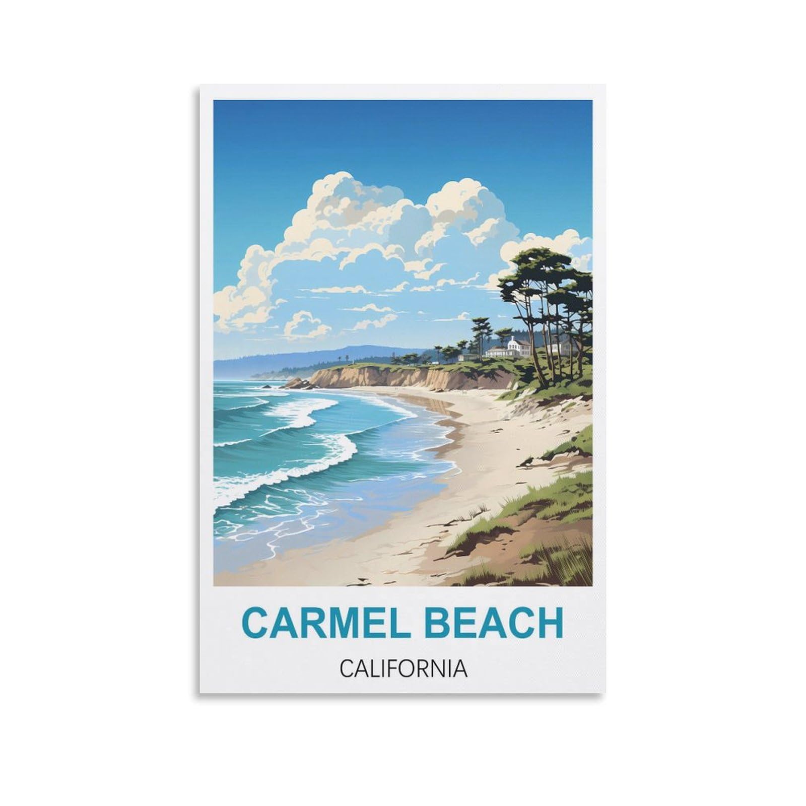 Vintage Metal Tin Signs Carmel Beach California Art Retro Plaque for Bars Pub Playroom Man Cave Wall Decor 30x40cm