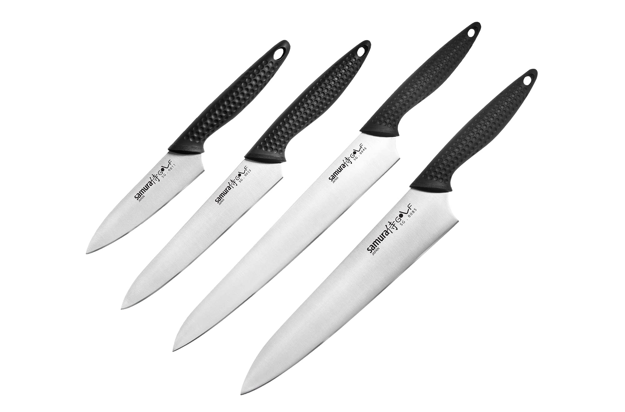 – Samura Golf Set of 4 Kitchen Knives | Paring, Utility, Slicing & Chef's Knives | Lightweight Stainless Steel Blades with Manganese Coating | Corrosion Resistant | Polypropylene Handles