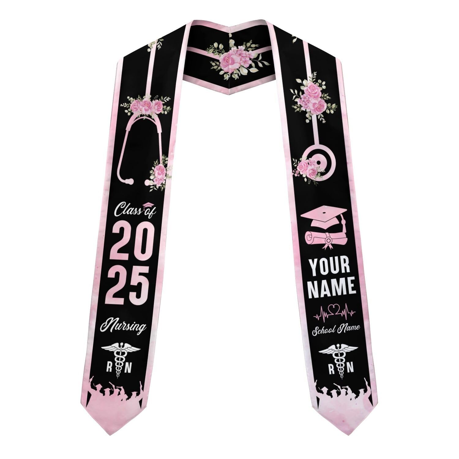 MonkeyVan Personalized Graduation Stole for Nursing Student, Nursing Stole Graduation 2025, RN Nursing Sash Grad Gifts S309