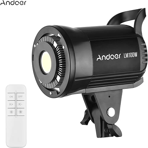 Miniatura 7 de Andoer LM100W Luz de relleno de fotografía LED portátil 100W Studio Video Light 5500K Dimmable Bowens Mount Luz continua con control remoto para