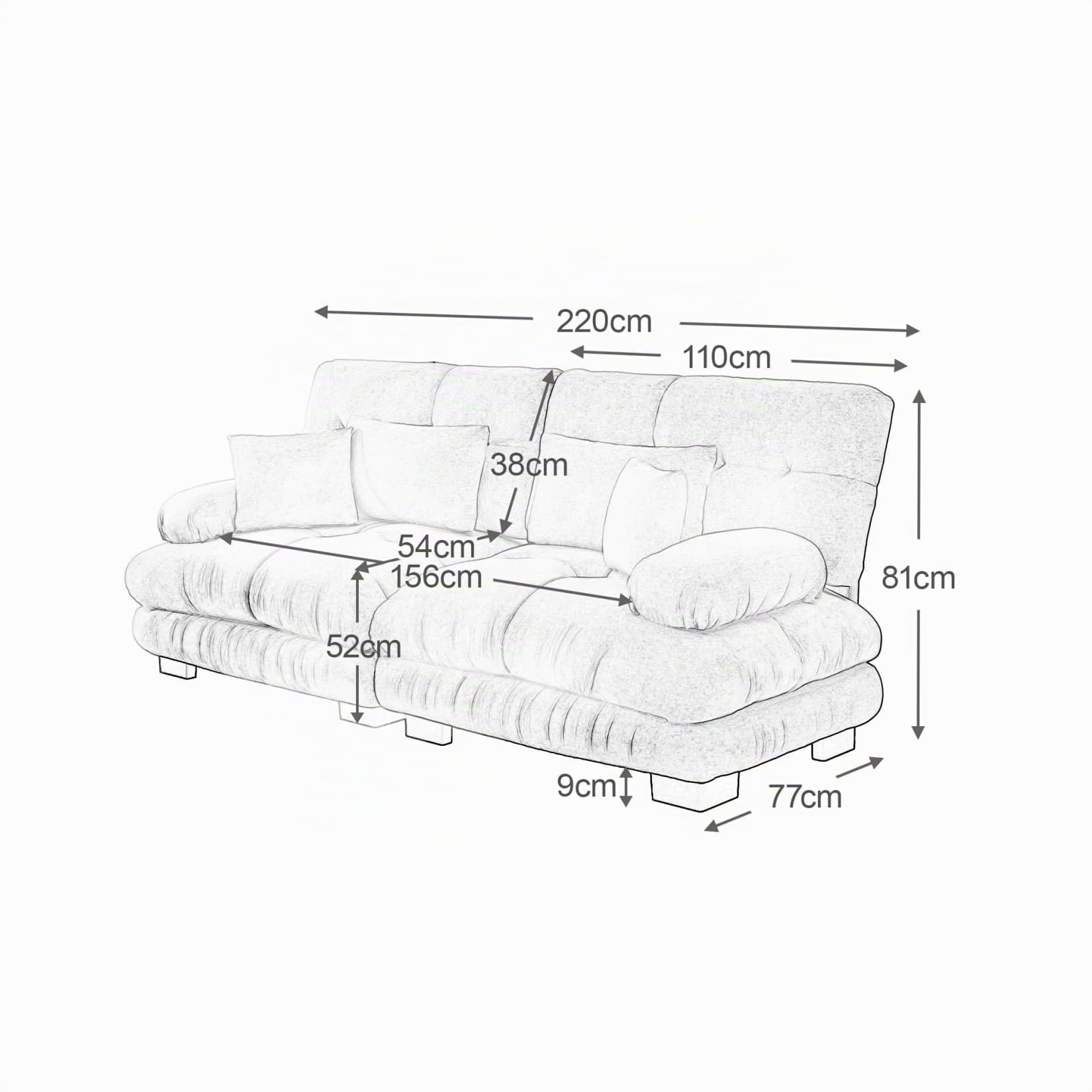 EURHCIO Canapé d'angle Modulable,Canapé 2 Places Salon en Chenille,avec Coussin et Accoudoirs Rembourrés Circulaires,pour Salon,Bureau et Home Cinéma (Rose, 2places)