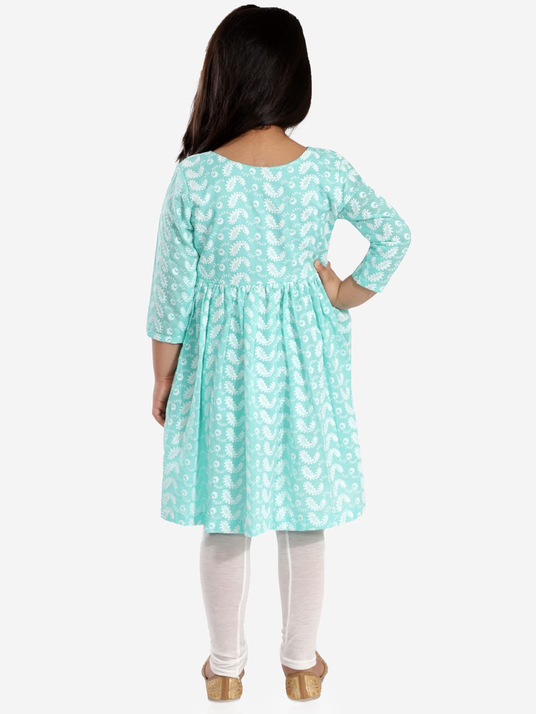 VASTRAMAY Kurta Conjunto de algodón para niña – Bordado Chikankari EID Festival
