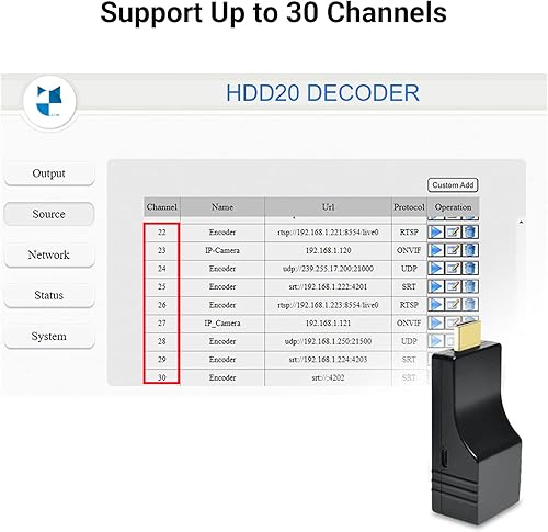 Miniatura 7 de DDMALL Decodificador de vídeo HDMI 4K, H.265 H.264 SRT decodificador para decodificación de flujo IP, salida de entrada 2160p60, baja latencia,