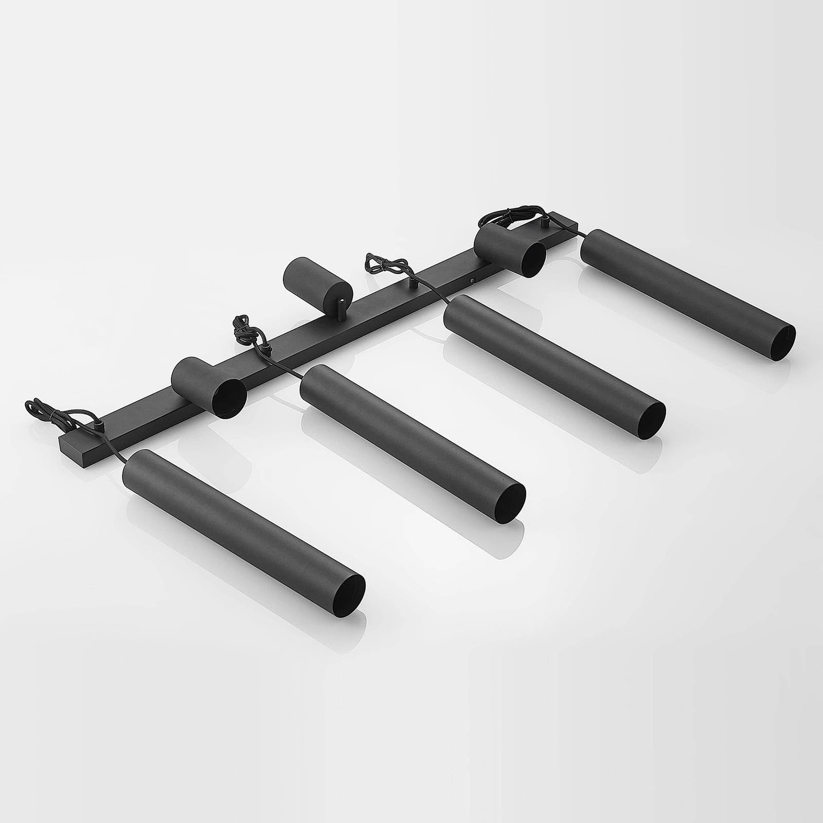 Lindby Lampada a Sospensione 7 Luci Nera 100 cm, Lampadario con Faretti Orientabili e Pendenti Cilindrici GU10 Lampade Sospese Moderne per Cucina Sala da Pranzo Soggiorno Camera Letto