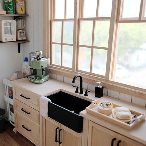 Miniatura 7 de Bandejas de servicio en miniatura para casa de muñecas, bandejas cuadradas de madera a escala 112 para manualidades y accesorios para casa de muñecas