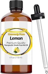 Heavenly Pure - Lemon Essential Oil 4 oz - Lemon Oil for Aromatherapy, Diffuser Candle, Mosquitoes, Bugs Away - Dropper - 118 ml - Lemon Oil Essential Oil Bulk - Dropper