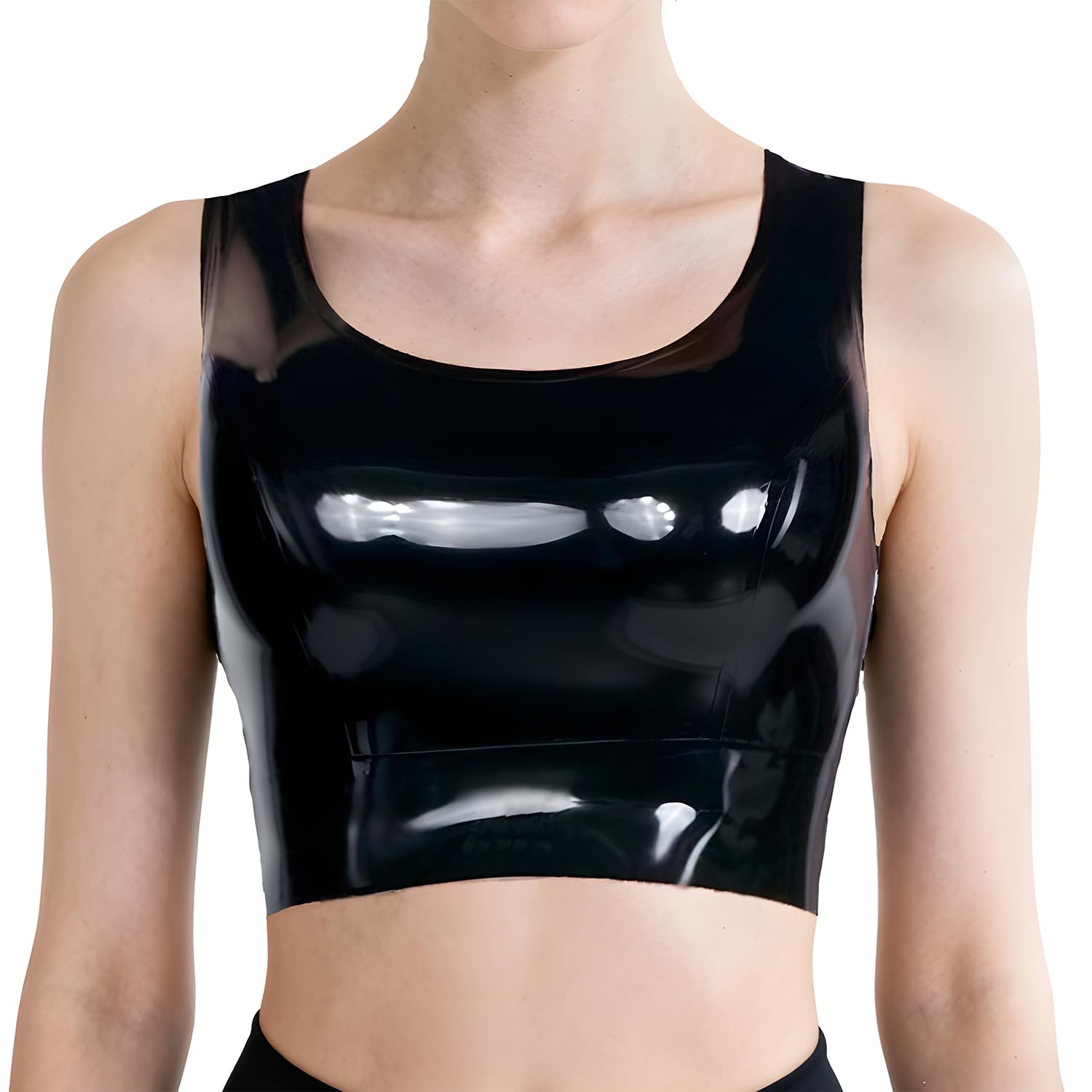 IOKUKI Gilet en Latex pour Femmes,Haut sans Manches en Latex Noir,Convient aux vêtements Rubber Club