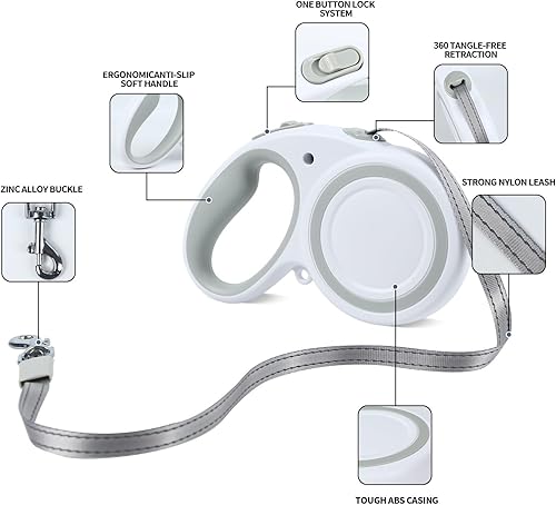 Miniatura 2 de Correa retráctil para perro de 16 pies, sin enredos de 360, resistente para perros de hasta 44 libras con mango antideslizante, correa para caminar