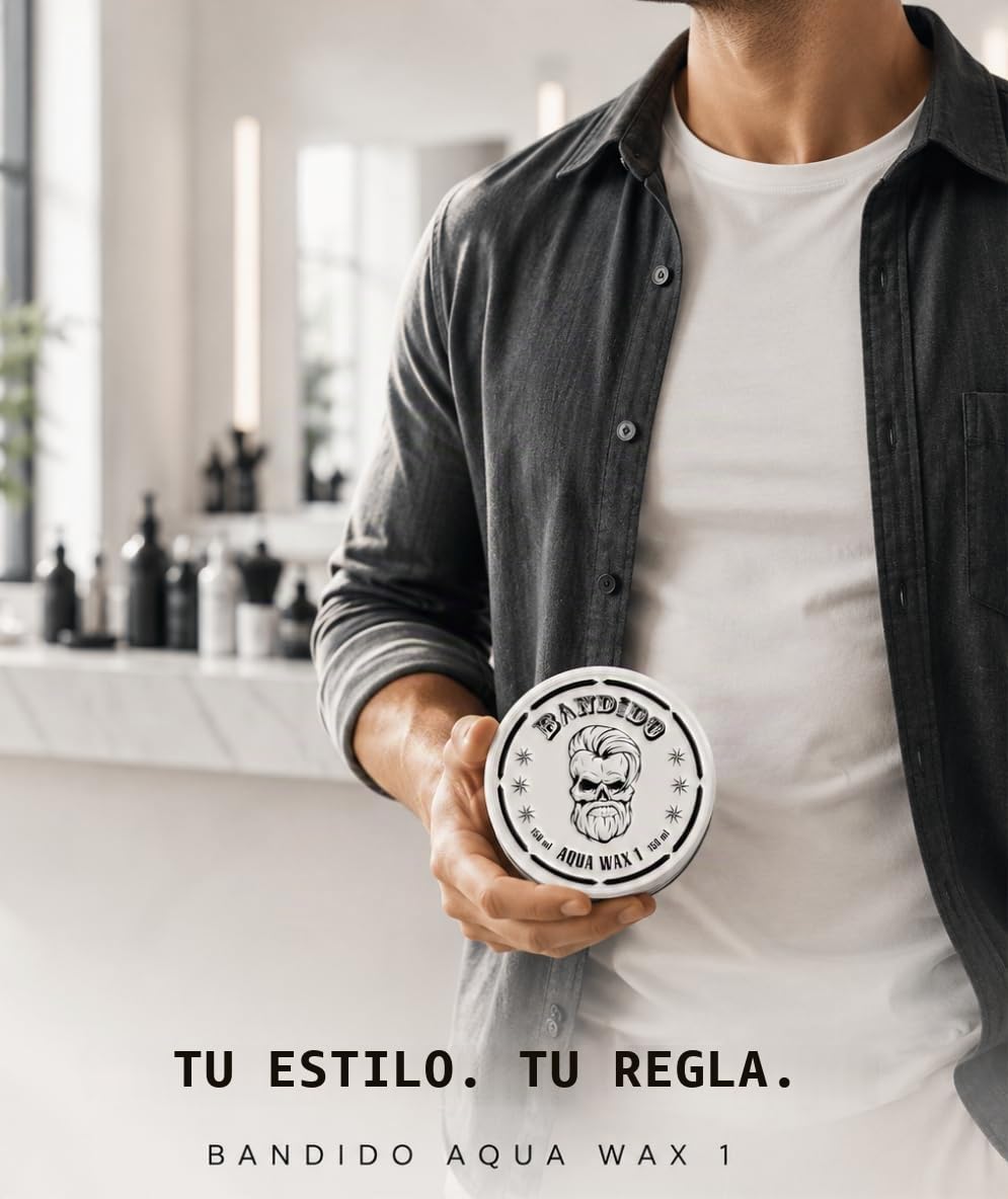Bandido Aqua 1 Cera Blanco Brillante 150ml | Cera para el cabello hombres | Cera para el cabello Aqua de fijación fuerte | Gel para el cabello