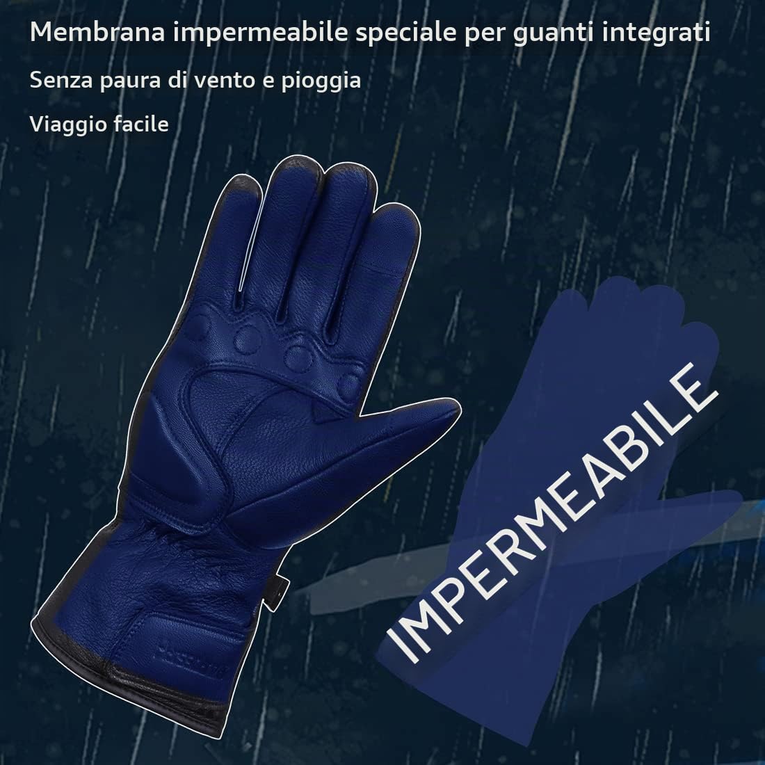 Harssidanzar Guanti del motociclo per l'inverno,Uomo Genuine Pelle Full Finger TouchScreen Termico Foderato Con Moto Impermeabili Guanti di Equitazione Moto KM048EU1