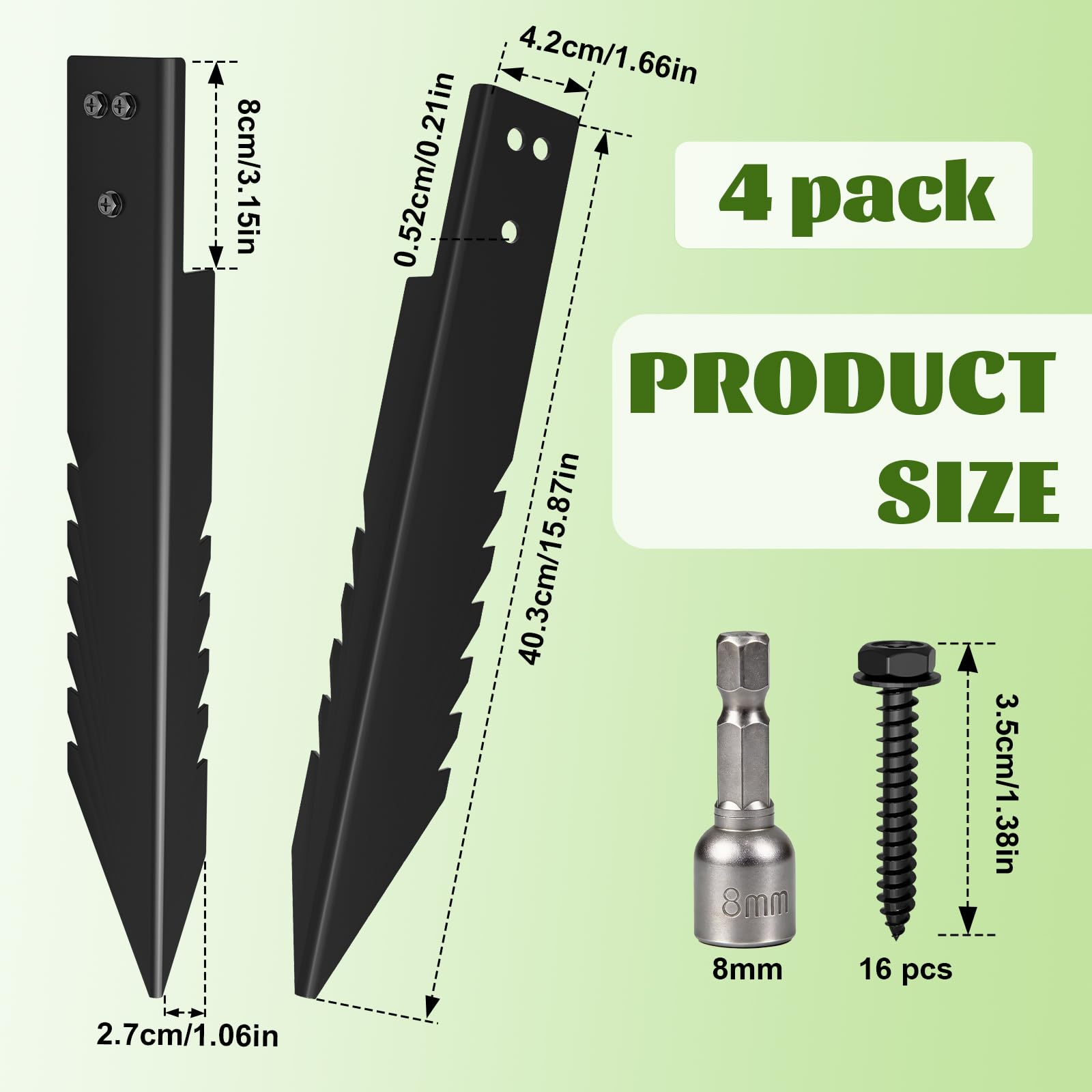 Yikkhy 4 Pack Fence Post Spikes, Heavy Duty Galvanised Fence Post Repair Spike with Gloves - Image 3
