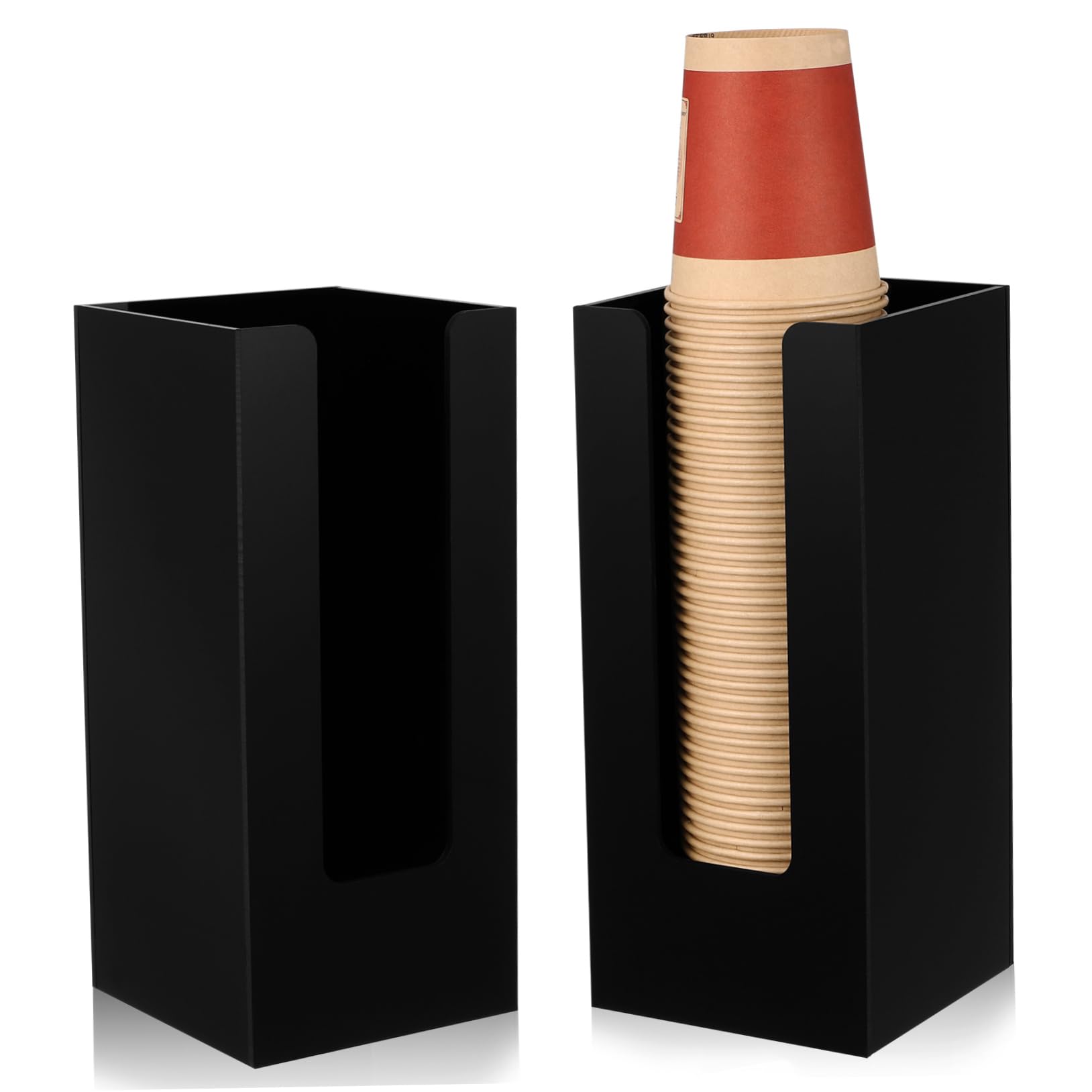 Dispensador de Vasos de Mostrador Negro Acrílico 2 Piezas