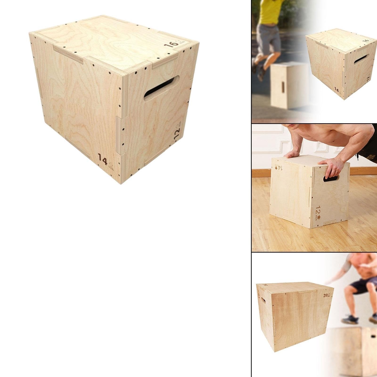 Caja pliométrica de Madera, Equipo Ejercicio, Caja versátil 3 en 1, Agilidad, Step for Saltos, Sentadillas, Fitness para Hacer Ejercicio en casa
