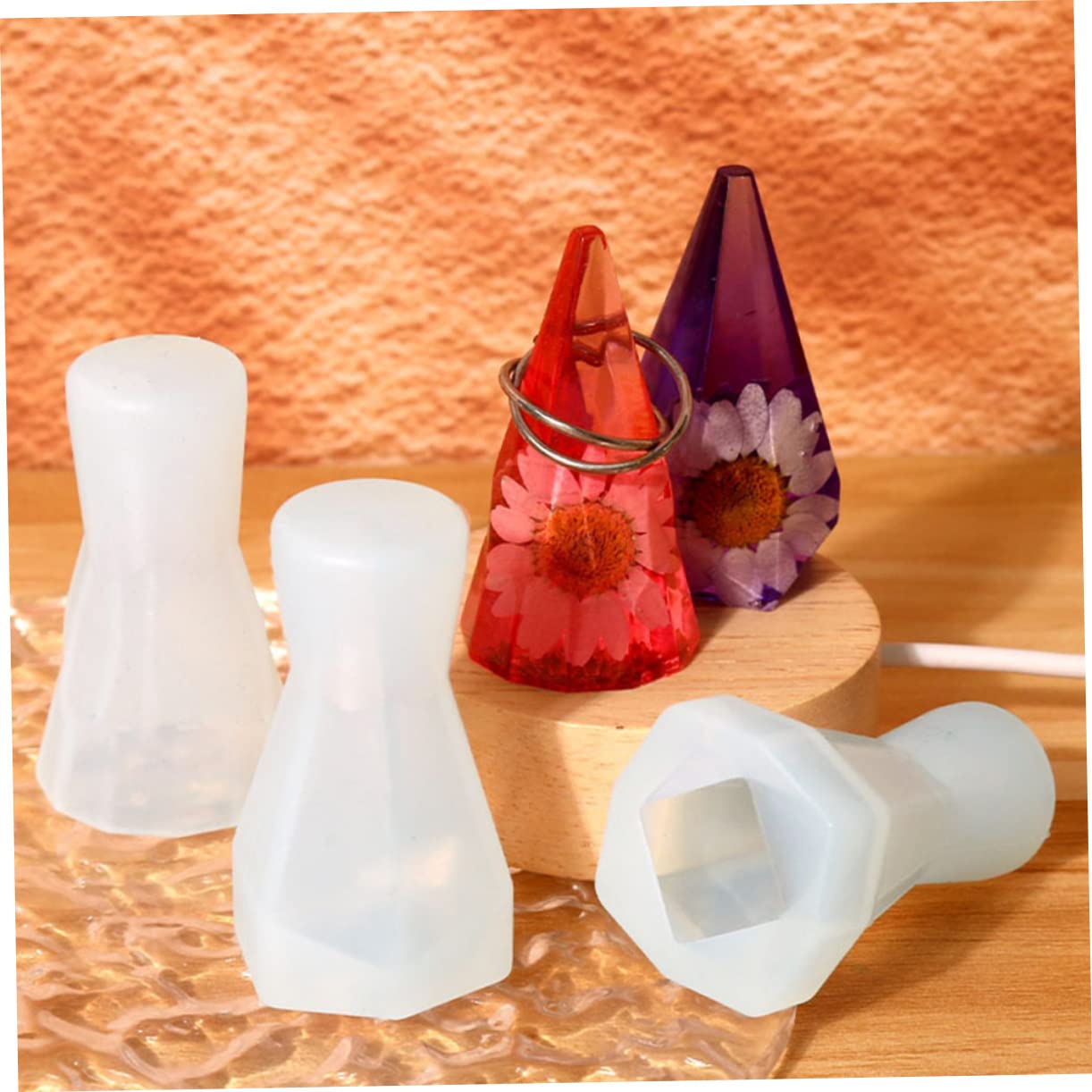 Uonlytech 3 set Stampo In Argilla Per La Creazione Stampo In Silicone Per Portachiavi Stampi In Silicone Per Resina Epossidica Accessorio Per Gioielli Stampo Per 4 pezzi*3