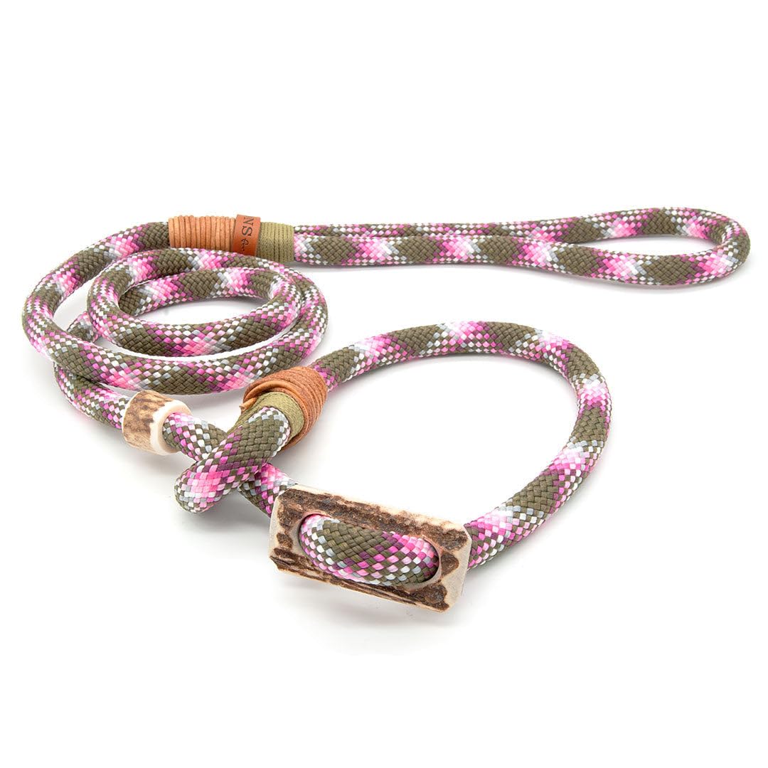 Retriever-Leine/Moxonleine Elegant-Style | handgefertigte Hundeleine aus Tau mit Halsbandfunktion & Horn-Stopper | 10mm – kraftvoll, stilvoll & komfortabel | Training, Alltag & Spaziergang