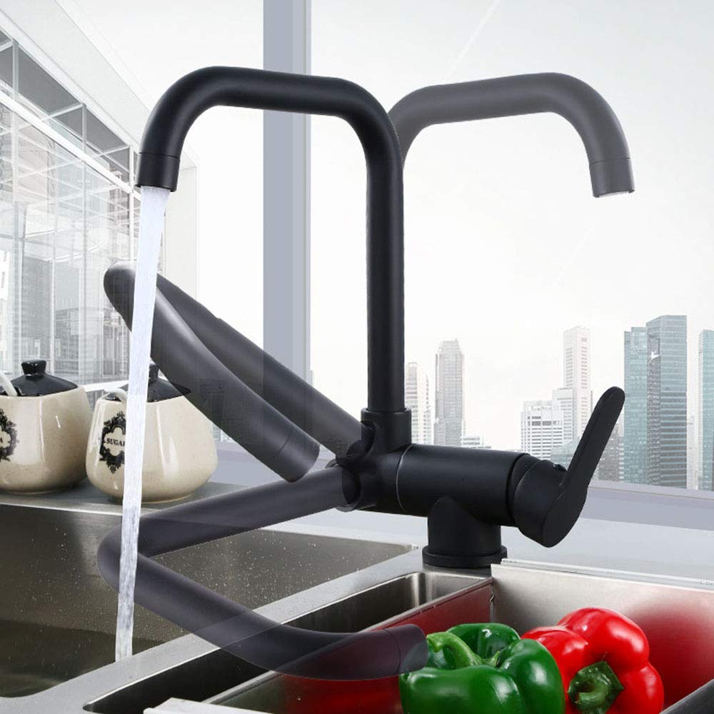Mitigeur de cuisine pliable sous fenetre robinet laiton noir 360