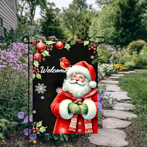 Image of BlissYard Christmas Santa Claus Garden Flag 12x18 Inch Polyester