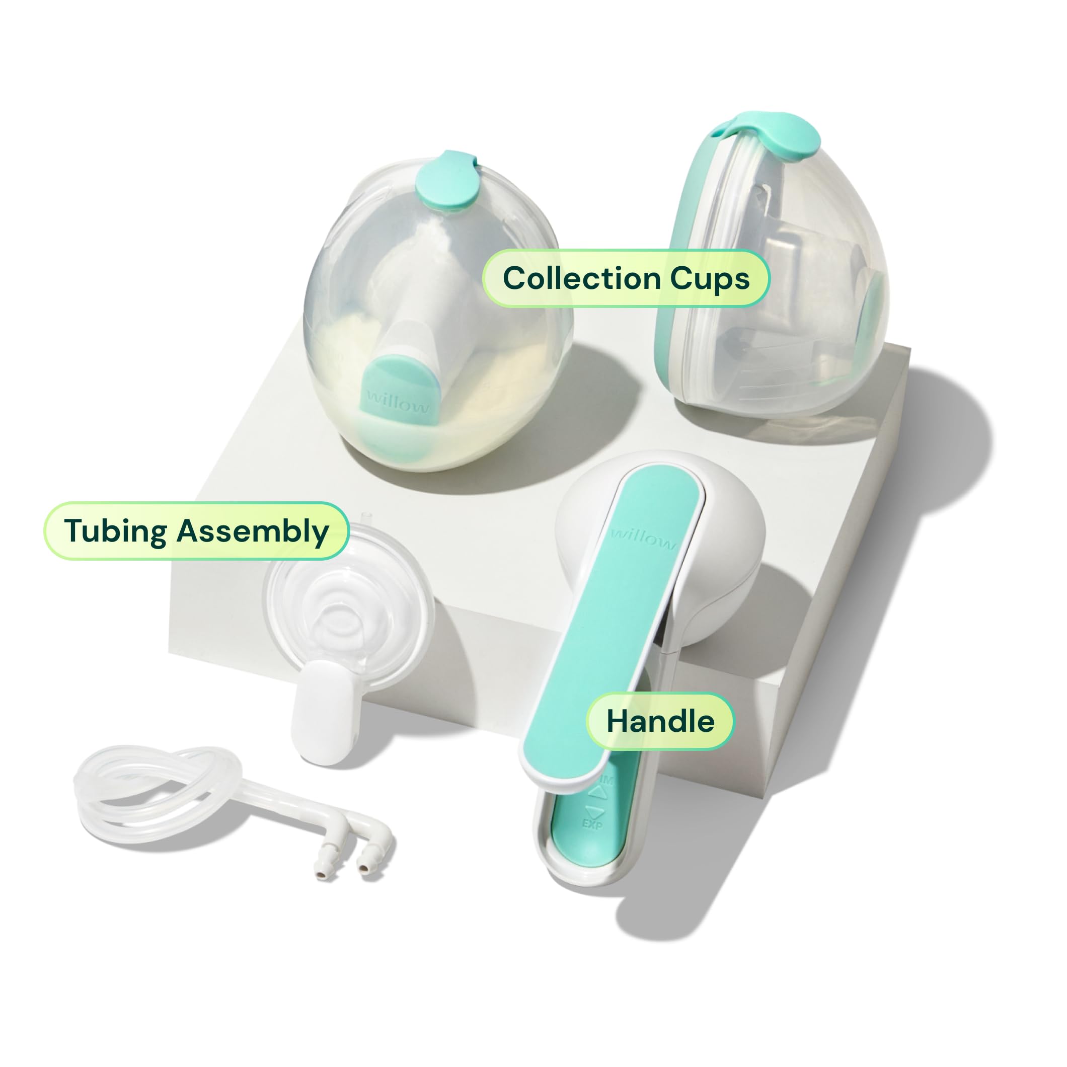 Willow Wave Handmilchpumpe, tragbar, passt vollständig in den BH, ergonomischer Griff, tragbare Stillpumpe, Krankenhausqualität, nach der Geburt
