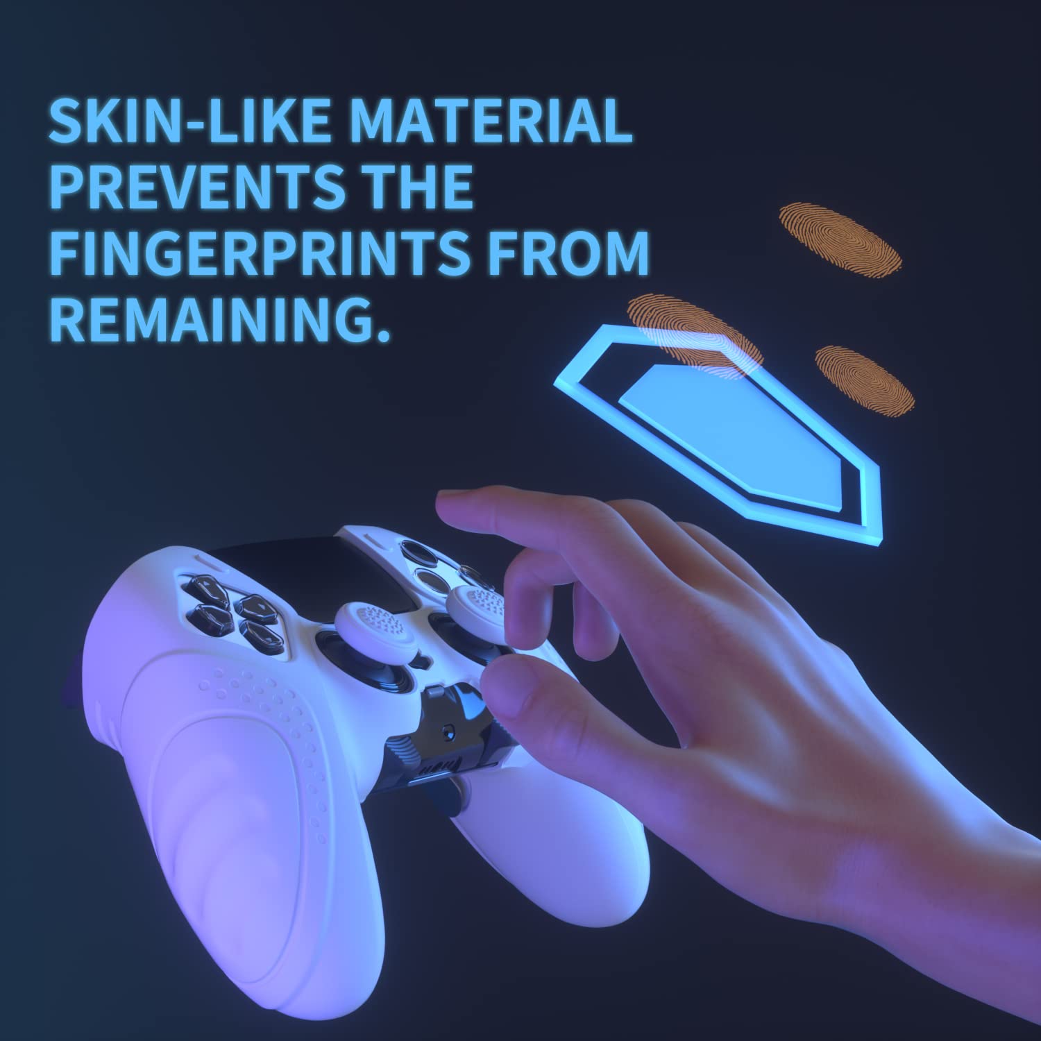 PlayVital Skórki do ps5 Edge Controller,Miękka Silikonowe Ochronne do ps5 Edge,Ergonomiczne Obudowy do ps5 z Nakładkami Kciuki-Biały(Guardian Edition)