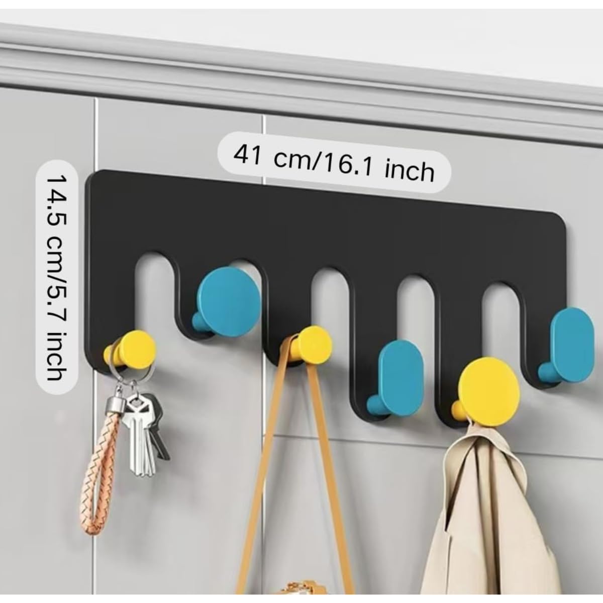 Magnetic Hook Rack, Magnetic Key Holder, Keychain Hanger for Refrigerator, Metal Cabinet, Grills, Dishwasher, Metal Door (Black, 6 Hooks)