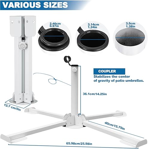 Miniatura 13 de Soporte portátil plegable para sombrilla de playa, soporte portátil para sombrilla de patio, tamaño de anclaje de sombrilla para exteriores, más