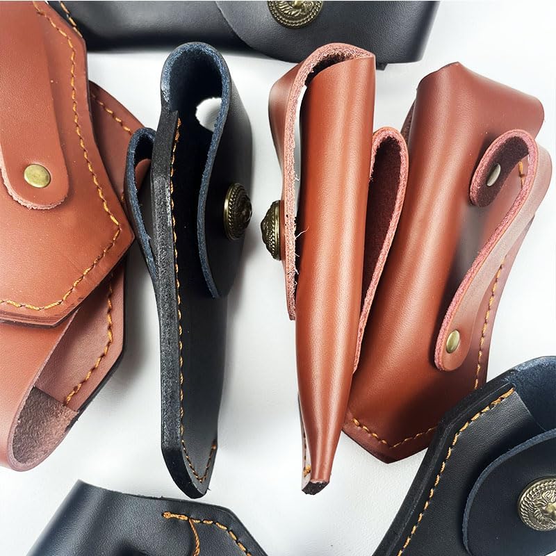 2PCS Leather Knife Sheaths, Protective Covers with Belt Loop and Snap Closure Fit for Home, Outdoor(Black)