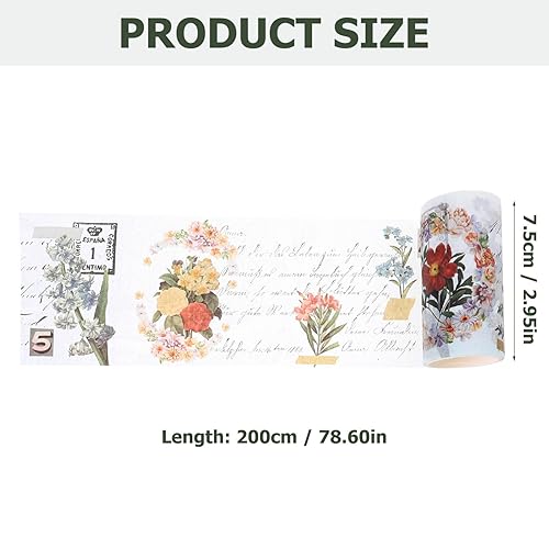Miniatura 2 de Operitacx Juego de 18 rollos de cinta washi con diseño floral, cinta decorativa para diario, álbumes de recortes, manualidades, planificadores,