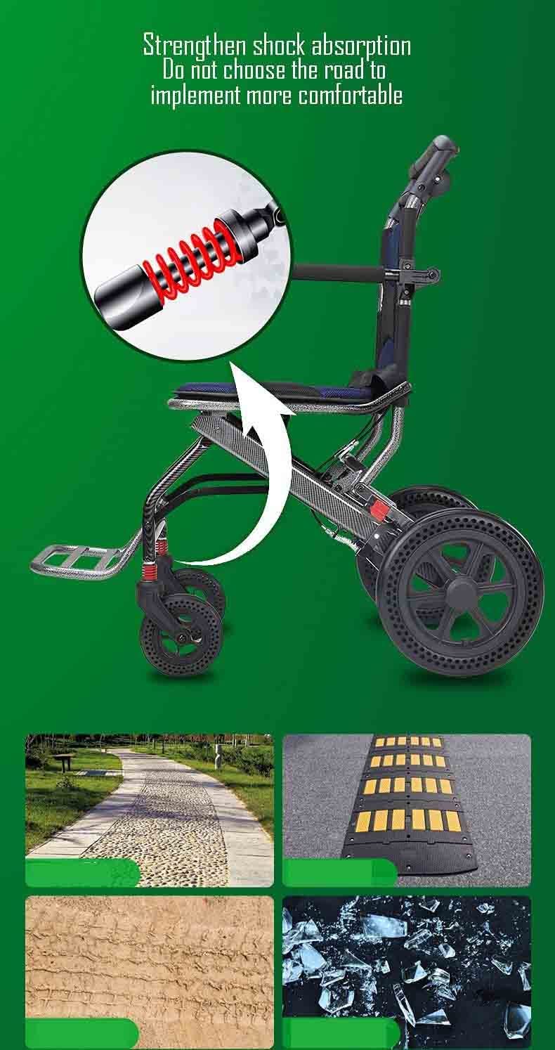 Silla de transporte ligera de aluminio para niños y adultos, silla de ruedas plegable con bolsa de transporte, ideal para viajes pequeños