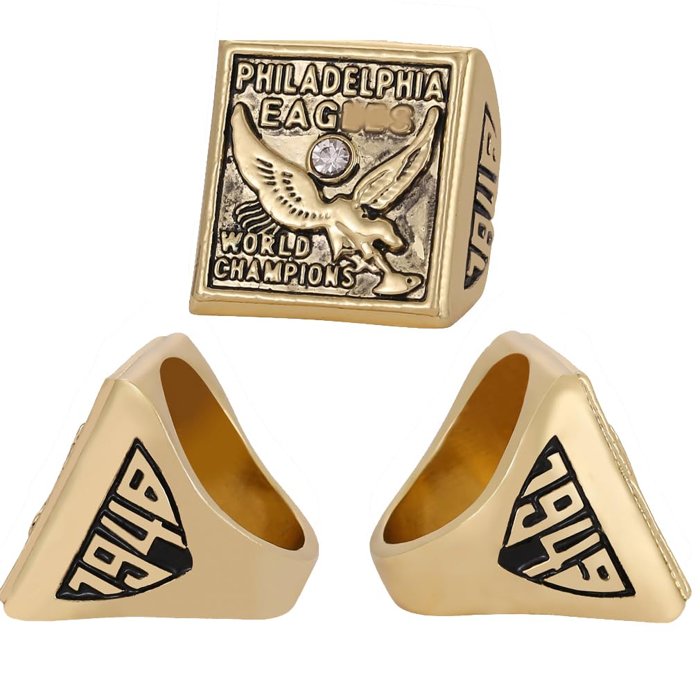 RyDdpz GIFT SET COMMEMORATIVE RINGS FOR PH 1949 TIME RUGBY CHAMPIONSHIPS, RING WITH 1-HOLE WOODEN DISPLAY BOX PACKAGING, HOLIDAY GIFT FOR BASEBALL FANS