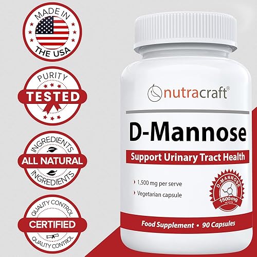 Miniatura 5 de 1500mg Pure D-Mannose Supplement for Urinary  Bladder Health  No Preservatives or Gluten  Made in The USA  90 Vegetarian Capsules