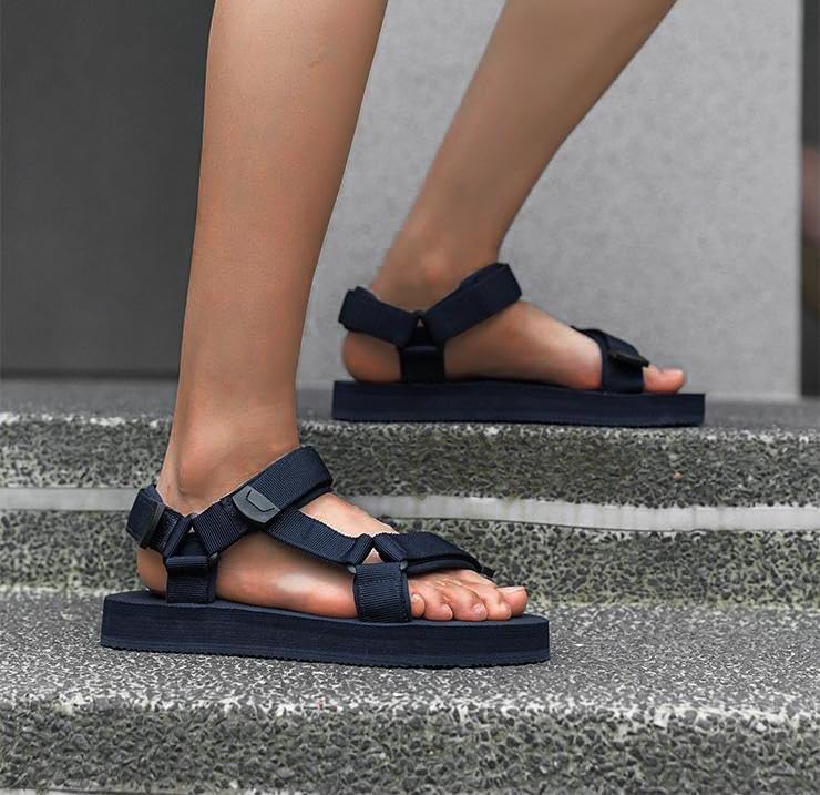 Women's Men's Sandals Hiking Sports Lightweight Summer Water Arch Support River Open Toe Athletic Trail Outdoor Walking Sandals Navy 7.5-8 Women/5.5-6 Men