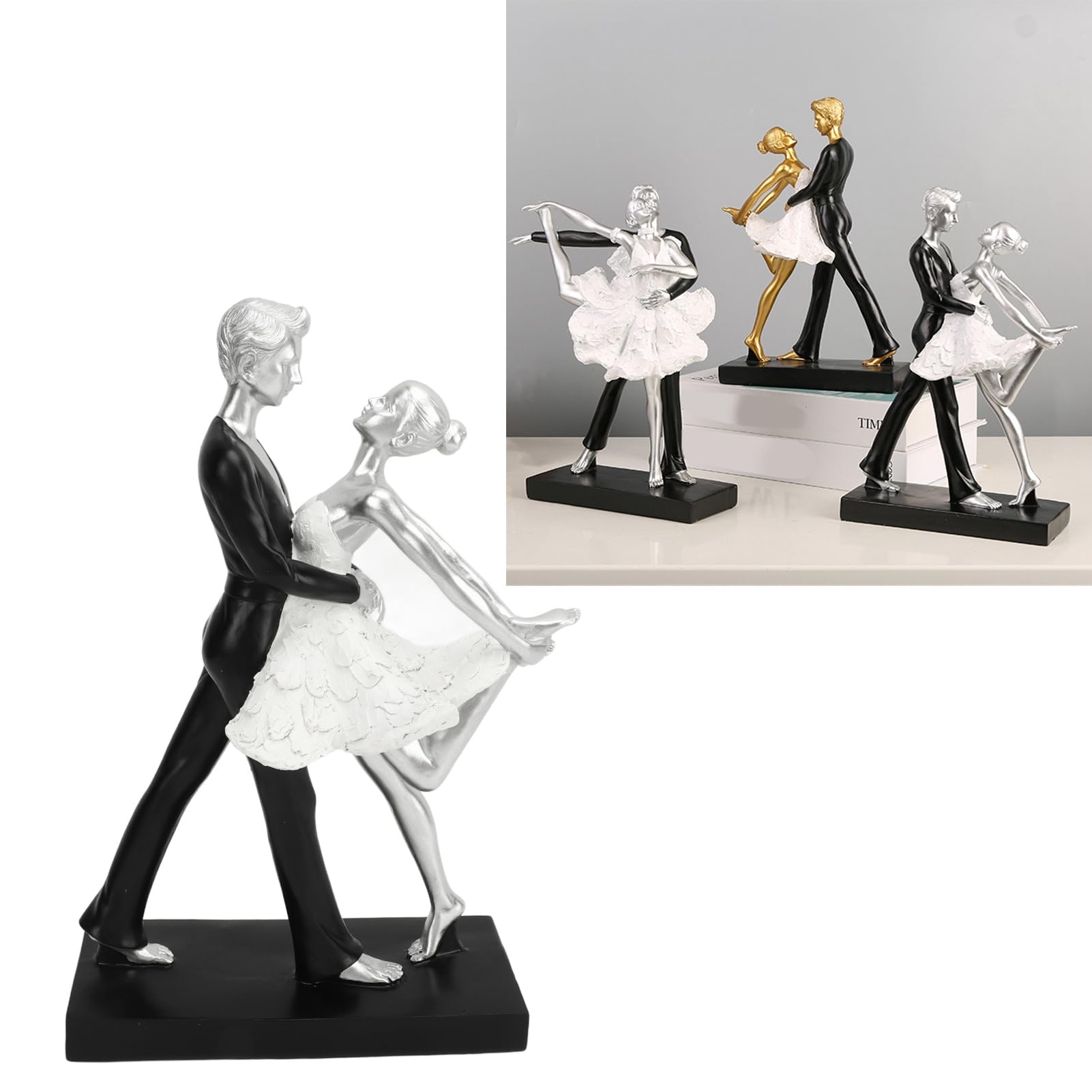Fdit Figurina da Ballo di Coppia, Statue Astratta di Coppia di Coppia Artigianale, Scultura di Decorazioni in Stile Moderno per Soggiorno, (Abbracciare il doppio balletto)