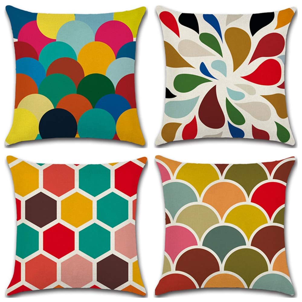 CLVEDU 4Pack Throw Pillow Covers 18x18 In Linen Fabric Cushion Covers Throw Pillows for Couch Decorative Throw Pillow Cases Accent Pillow Covers for Home Bed Couch Sofa Car (Style15)