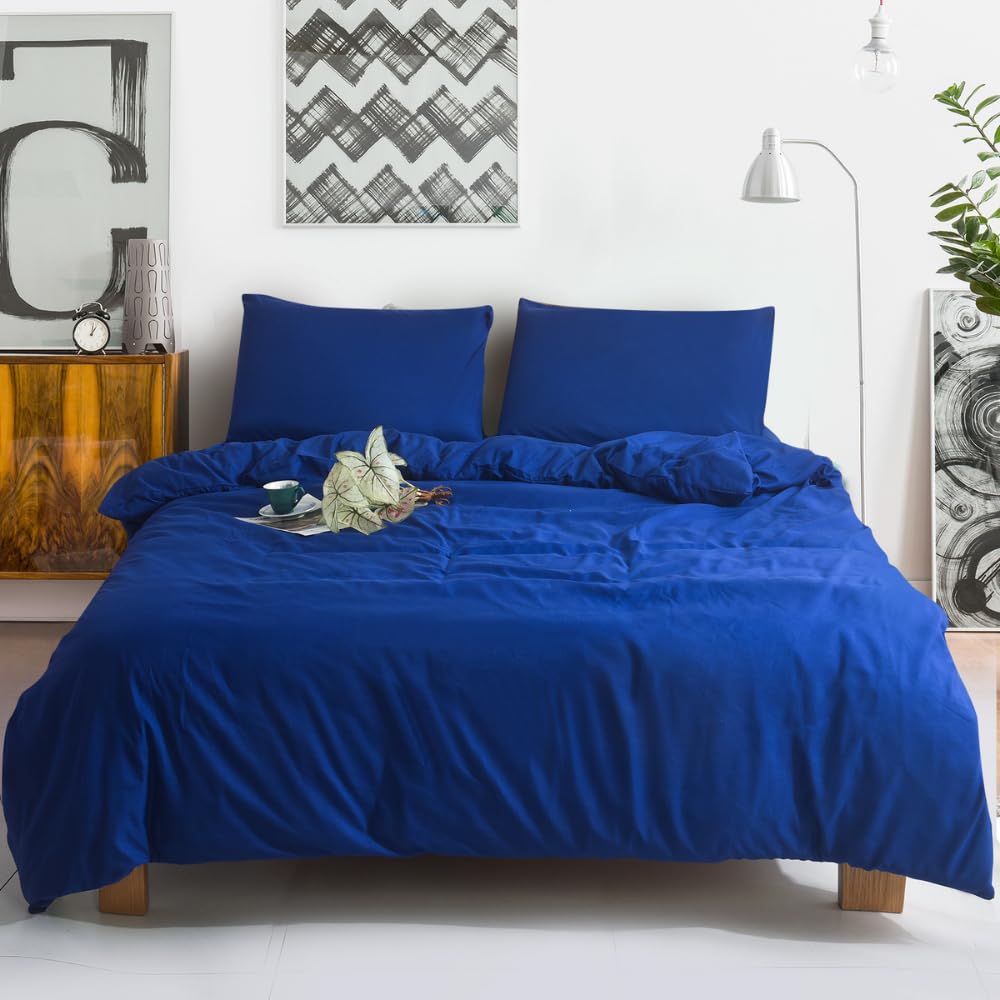 XXR 3 Piece Soft Duvet Sheet Set | Luxury Microfiber Bedding Sheets | Easy Care & Hight Quality Deep Pocket Design | Duvet Cover Set for All Bed Sizes (Royal Blue, King)