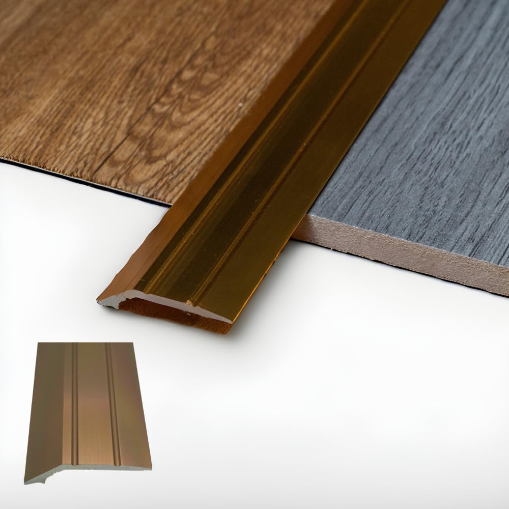Grandismo® 7mm Self-Adhesive Angle Edge Trim Standard 3ft / 0.9metres / 90cm / 900mm Length Stick-Down Threshold Strip for Laminate/Tile Flooring - Bronze