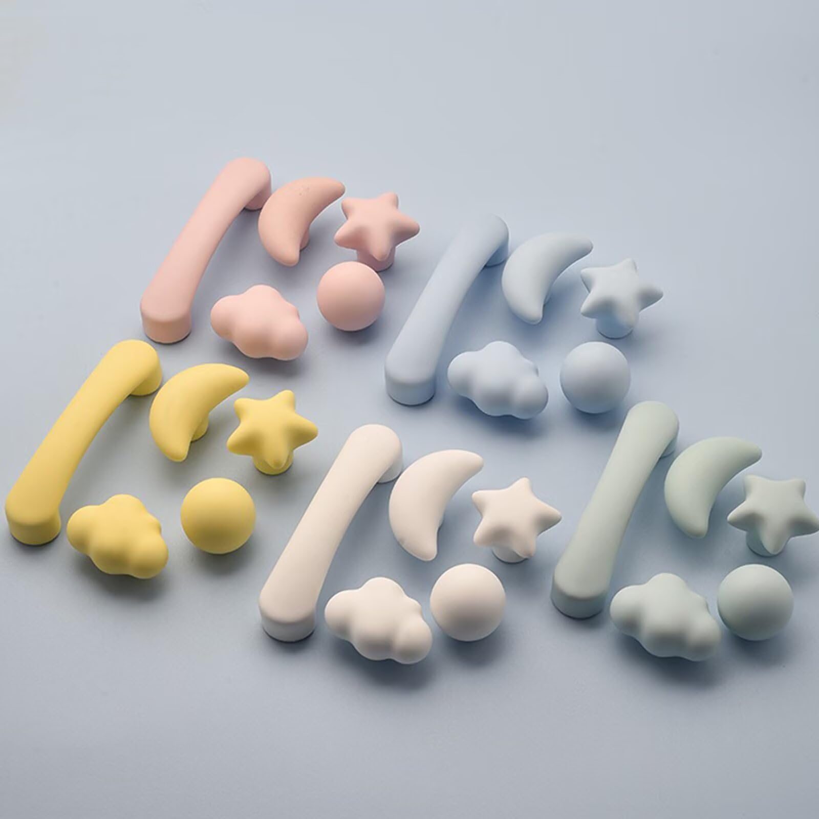 Confezione da 8, graziosi pomelli in ceramica a forma di nuvola, maniglie per cassetti e porte, ideali per la cameretta dei bambini, per armadi da bagno, mobili da cucina, decorazione per la stanza
