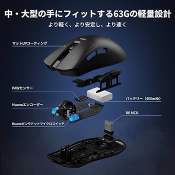 DELUX M900 ゲーミングマウス 無線、63g軽量、大手用、PAW3311 Amazon | DELUX M900 ゲーミングマウス 無線、63g軽量、大手用