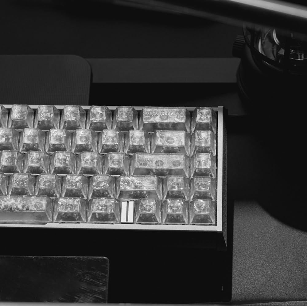 132 Touches Keycaps Rétroéclairés Ice Carbon, Profil OEM PC Translucide Noir Texture Carbone Forgé(White)