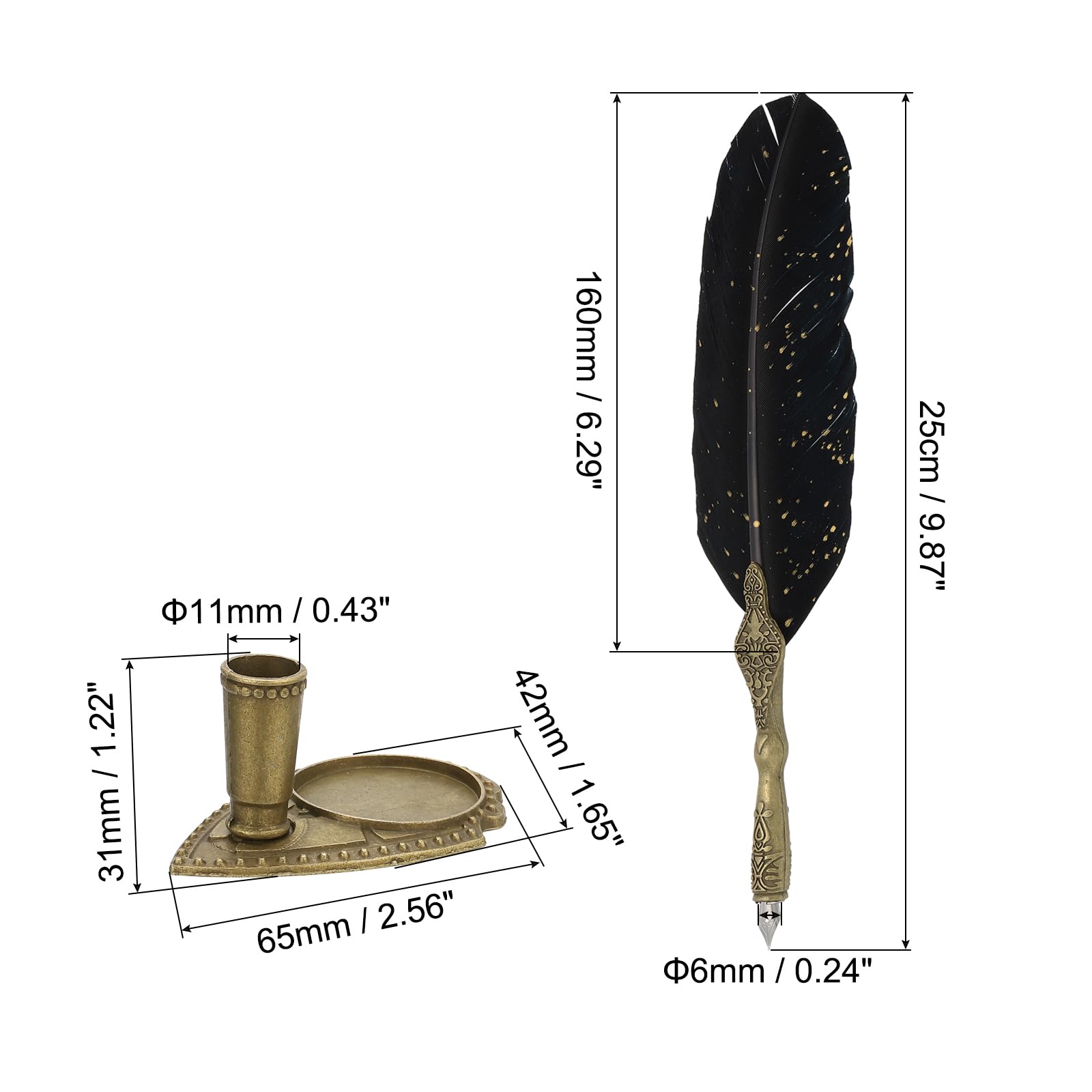 PATIKIL 25cm/10 Carved Feather Pen Set - Image 2