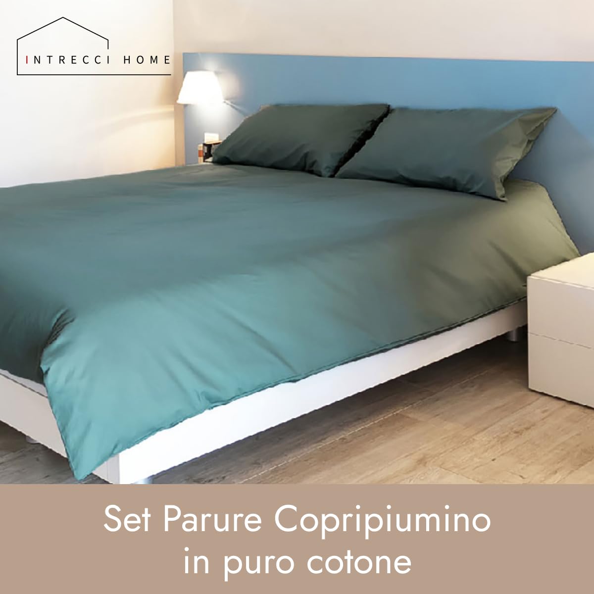INTRECCI HOME Parure Copripiumino Matrimoniale, in Puro Cotone, Sacco Copripiumino 255x200 cm + 2 Federe 52x82 cm, Made in Italy, Elegante e Confortevole, Morbidezza Suprema