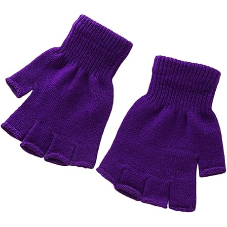 Boys' and Girls' Solid Knitted Half Finger Mittens | Typing Gloves