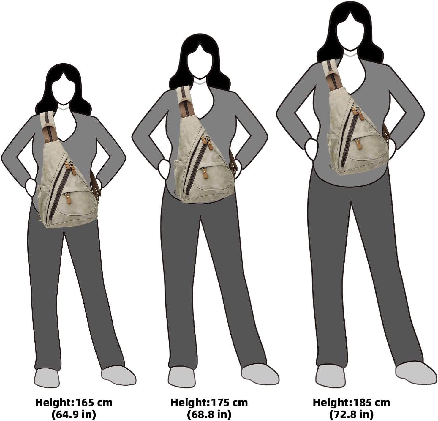 KL928 PU Leather Sling Bag - Small Crossbody Backpack Shoulder Casual Daypack Rucksack for Men Women(Olive Green) - Image 5