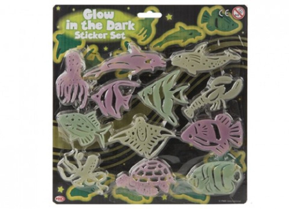 12 Pack of Glow in The Dark Fish/ Under the Sea/ Marine Stickers/ Stick Ups