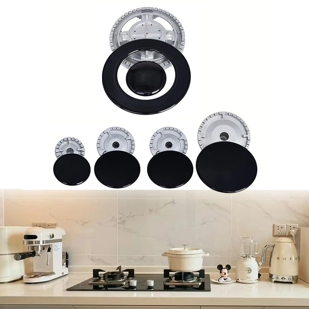 Gasherdkappen-Set, Kochgeschirr-Abdeckungs-Set, Gasherd-Brenner, Gasherd-Zubehör, Metallabdeckungs-Set, Gasofen, Herdkappen-Set für Herde (konkav)