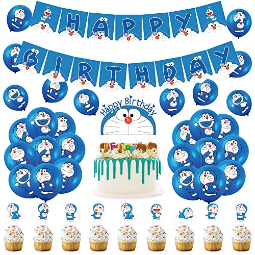 Decoración Doraemon para Cumpleaños - Globos, Pancarta y Decoración para Tarta