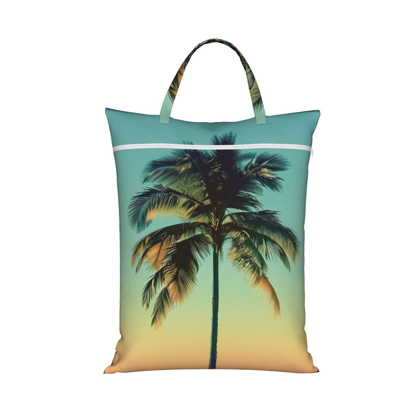 Pphgut 1 Pc Palm Tree Print Travel Laundry Bag Portable Dirt Clothes Bags Daily Hiking Camping Vacation