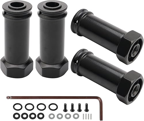 4 adaptadores hexagonales de aluminio de 0.472 in para rueda de 1.181 in de extensión, eje de desplazamiento amplio, piezas de actualización para