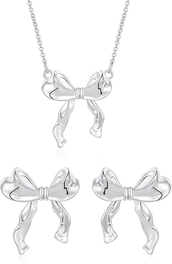 Bow Necklace for Women 14K Gold Plated Bowknot Dainty Bow Pendant Chain Necklace Fashion Jewelry Gifts