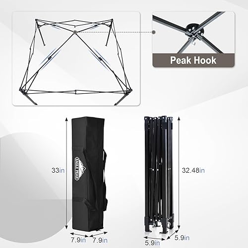 Vista 120 de EAGLE PEAK Flex - Toldo emergente ultra compacto de 4 x 4, refugio solar, vestidor, toldo portátil de privacidad tipo cabana para piscina, sesiones