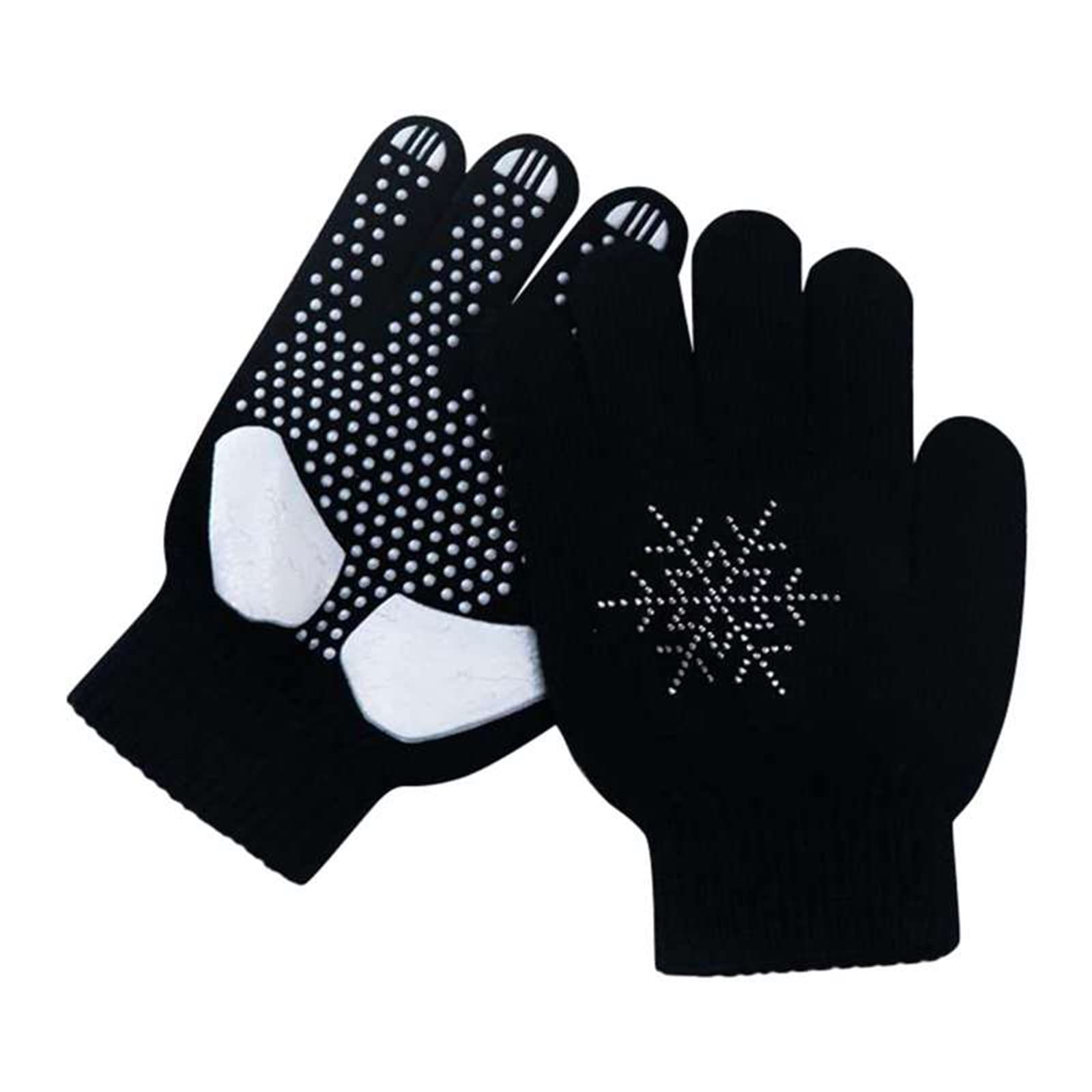 Hotfiary Gants de Patinage Artistique pour Enfants Girls Anti Slip Gants de Patinage sur Glace avec Gants Thermiques en Strass pour Cadeau